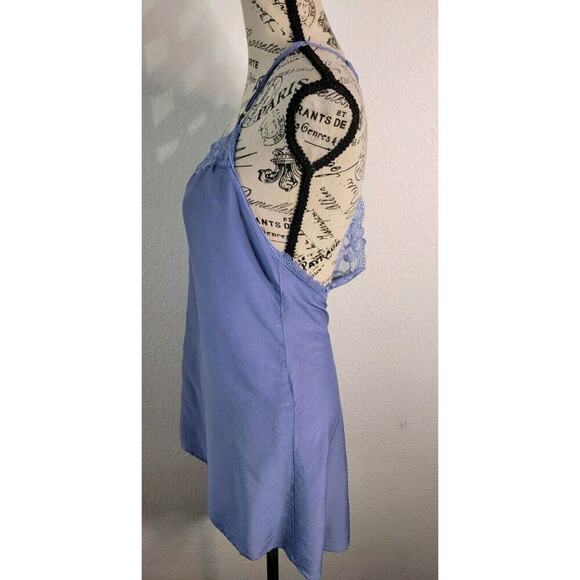 Victorias Secret Satin Mini Dress Womens Sz M Lace Trim 90's Fairy Blue Purple - Picture 7 of 16